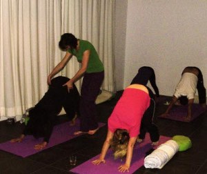 Working on Dog pose at Yoga Nieuw West